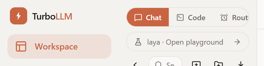 The Workspace sidebar with a link reading laya, Open playground, light mode